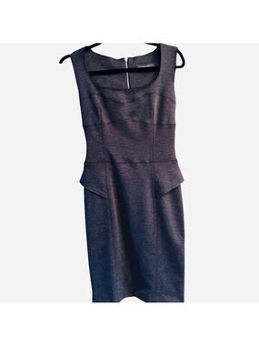 SANDRO FERRONE ROMA FITTED  KNIT MIDI  DRESS W/FULL LENGTH  EXPOSED REAR ZIP